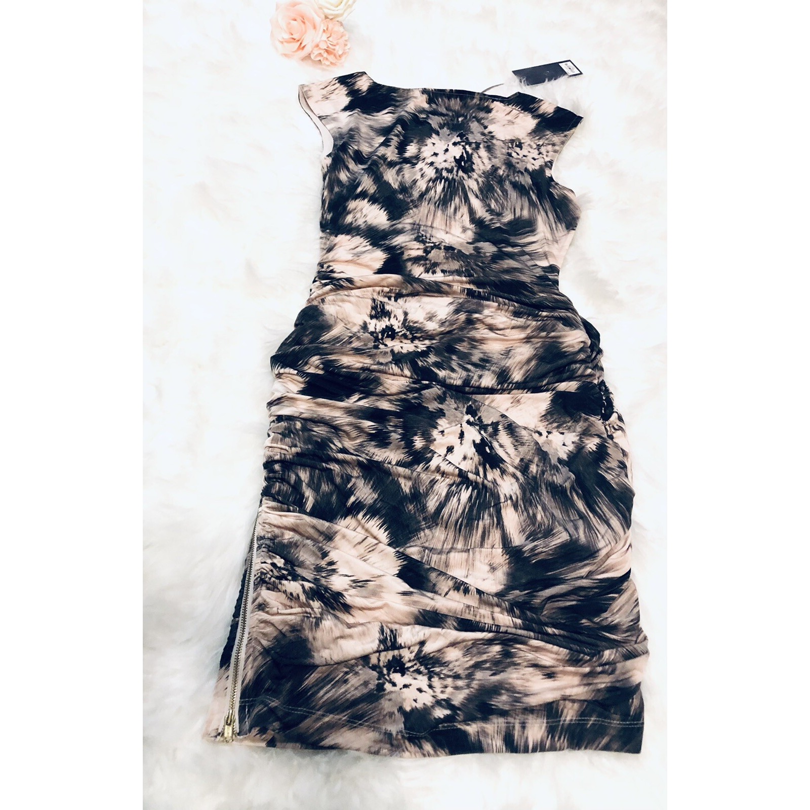J Low Womans Xs Abstract Sleeveless Ruched Bodycon Dress Kaleidoscope Maxi Mono — image 8 of 8